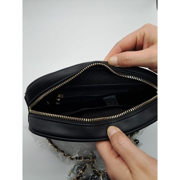 Bebe Women's Black And Gold‎ Chain Strap Top Zip Gio Square Crossbody Bag - Picture 4 of 7